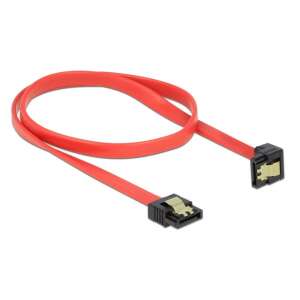 Delock 6 Gb/s SATA cable with straight connector > downward facing SATA connector, red, 50 cm - Data Cable