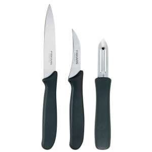 Fiskars ESSENTIAL hámozó készlet, 3 részes, tartalmaz egyenes hámozót, ívelt hámozót és egy dupla pengés hámozót - Hámozó