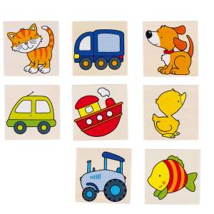 Goki 16 darabos fa memória játék gyerekeknek állat és jármű képekkel - Goki