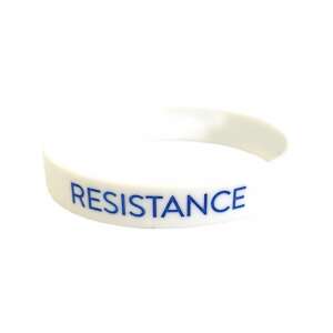 Weißes Silikonarmband mit blauer "RESISTANCE" Aufschrift - Prc