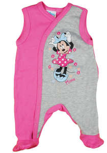 Disney ujjatlan Rugdalózó - Minnie #rózsaszín-szürke - 68-as méret 31524797 Rugdalózó, napozó - Pamut