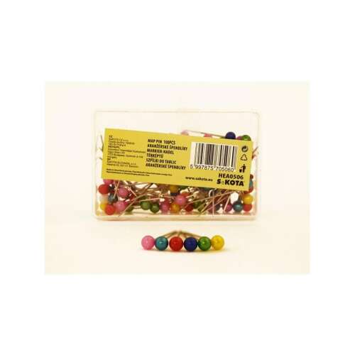 Sakota térképszögek, 100 darabos csomag, színes fejjel, térképekhez, kézműveskedéshez és projektekhez