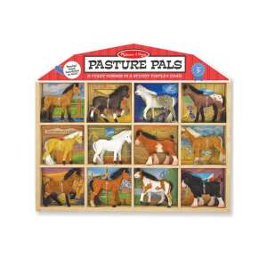 Melissa & Doug Pasture Pals 12 Fuzzy Horses in a Sturdy Display Case, horse figurines, playset, pretend play, farm animals, toy horses - Melissa & Doug
