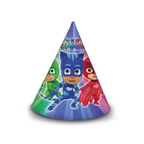 PJ Masks Partyhut, 6er Pack, Geburtstagspartyzubehör, Kinderpartyhüte, kegelförmige Hüte, Papierhüte