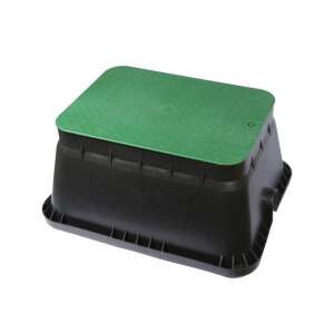 Rechteckige Ventilbox Jumbo, schwarz mit grünem Deckel, für die unterirdische Installation von Magnetventilen - Anschlüsse und Zubehör