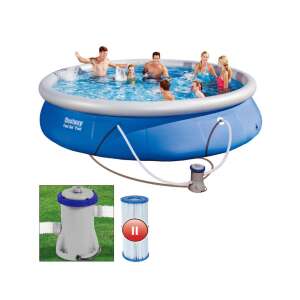 Bestway Fast Set 57313 basen zewn?trzny naziemny Basen ramowy W kszta?cie okr?gu 9677 l Szary 57819002 - Bestway Basen z miękkimi ścianami