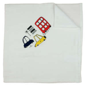 Textil Pelenka 70x70cm - Autó #fehér, fehér pamut baba kendő autó mintával - Textil pelenka