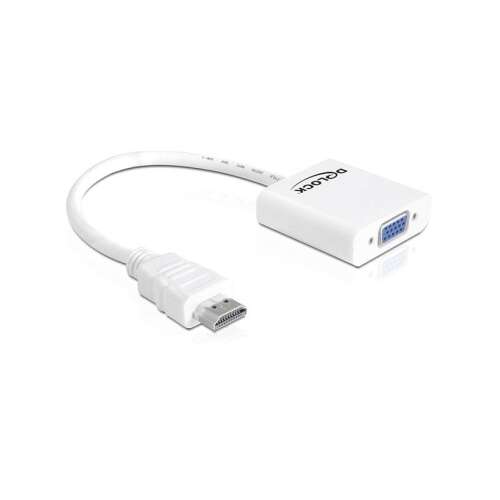 Delock 65346 Adapter HDMI do VGA, biały, podłącz monitor VGA do portu HDMI