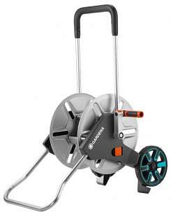 Gardena AquaRoll M metal hose reel, silver, with wheels and handle