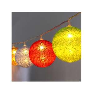 Iris 6cm luminițe cu LED din bile de bumbac, 10 becuri, maro, roșu, albastru, verde, alimentate cu USB - Ghirlande luminoase