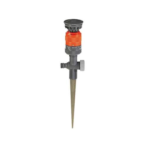 Gardena Comfort Vario sprinkler with adjustable spray pattern and spike for easy installation