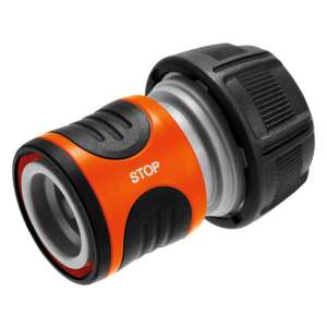 Conector Gardena 3/4" cu oprire a apei, portocaliu și negru, cu buton de oprire - Irigare