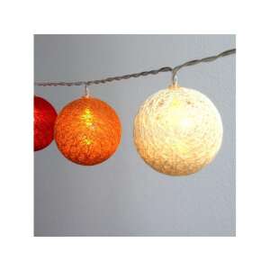 Červené, oranžové a biele svetelné reťaze z bavlnených guličiek s 20 LED diódami, 3 metre dlhé, napájané z USB - Iris