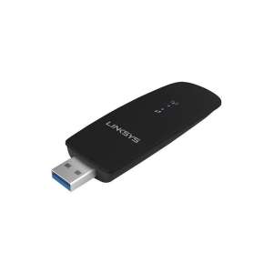Linksys WUSB6300 AC1200 Dual-band безжичен USB адаптер, черен, ъглов изглед - Linksys
