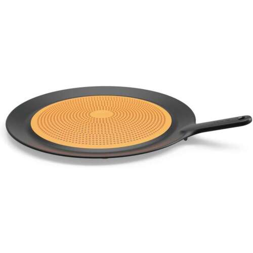 Fiskars Functional Form Fröccsenésgátló, szilikon felülettel, fekete és narancssárga, ferde nézet