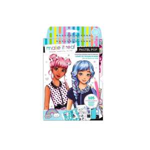 Make It Real Pastell Pop Mode Design Skizzenbuch, ein farbenfrohes und lustiges Skizzenbuch für angehende Modedesigner mit Stickern und Schablonen - Kinderheft mit Stickern