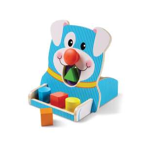 Melissa & Doug First Play Dreh- und Fütter-Formensortierer, Holzspielzeug für Kleinkinder, Hund-Form, 5 Teile, blau und gelb - Melissa & Doug