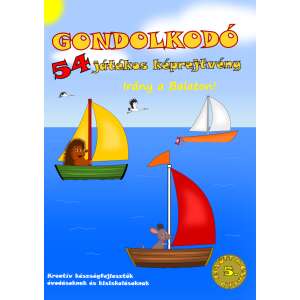 Gondolkodó 54 Spiel-Bilderrätsel Buch für Kinder, mit einem Igel und einer Maus, die auf dem Plattensee segeln - Kinderheft Logik
