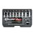 Yato 23-piece socket wrench set organized in case, top view