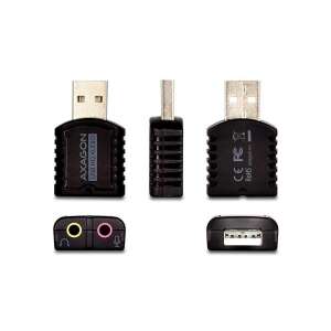 Axagon ADA-17 USB HQ Audio Mini Adapter, placă de sunet externă pentru PC și laptop, sunet de înaltă calitate, mufă jack de 3,5 mm, Plug and Play - AXAGON