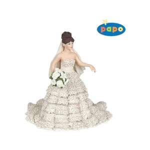 Papo Bride Figurine, a detailed plastic figure of a bride in a white wedding dress with a bouquet of flowers, perfect for imaginative play and collecting - Papo