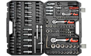 Yato 173 piece socket wrench set open case showing all tools - Yato