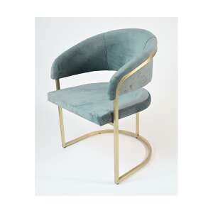Flores jedálenská stolička s mentovo zeleným zamatovým poťahom a zlatým kovovým rámom - Jedálenská stolička