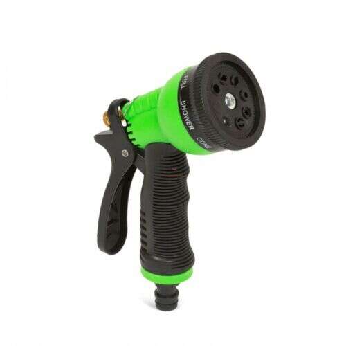 Duza de furtun de gradina cu 7 functii, verde si negru, pistol de pulverizare cu apa, unealta de udare