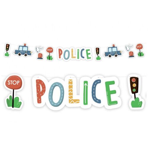 Police Car Beep Paper Banner 3 m