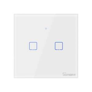 Sonoff T0 EU TX 2-Kanal Smart Wi-Fi Touch-Wandschalter, weiß, Glaspanel, zwei Tasten - Sonoff