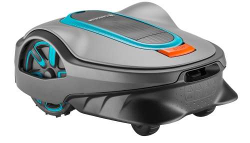 Robotna kosilica Gardena SILENO life 1250, siva i plava, pogled iz kuta