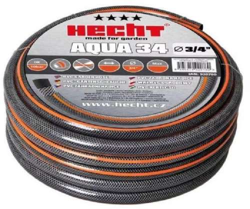 Hecht Aqua 34 Gartenschlauch, 3/4 Zoll, 15 Meter, schwarz und orange, aufgerollt