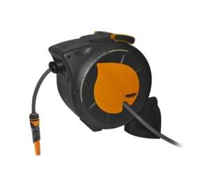Hecht 08666 Wand-Schlauchhaspel mit 20m Schlauch, schwarz und orange - Bewässerung