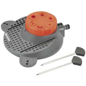 Gardena Classic 6-felület esőztető Boogie, sprinkler with adjustable spray patterns, gray and orange, with two stakes - Sprinkler and Irrigator
