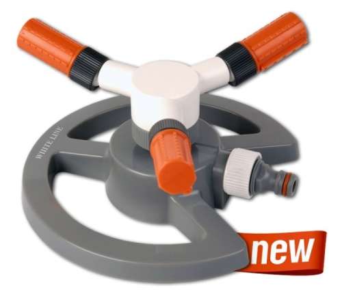 Bradas White Line WL-Z16 3-arm rotating sprinkler, grey and orange, for watering small to medium sized areas