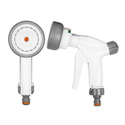 Bradas White Line WL-EN4T multifunction garden hose nozzle, white and gray, with adjustable water flow and multiple spray patterns