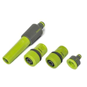Bradas Lime Edition 4-piece garden hose connector set with adjustable nozzle - Irrigation