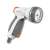 Bradas White Line WL-EN53M 7 function garden hose nozzle, white and gray, angled view