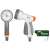 Bradas White Line WL-EN53M 7 function garden hose nozzle, white and gray, 2 views, with packaging