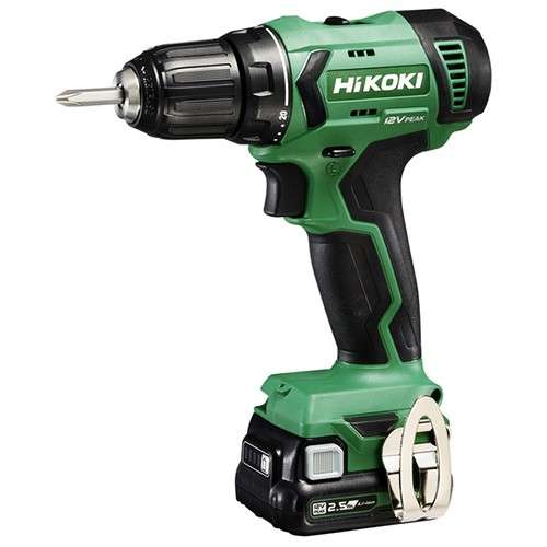 HiKOKI (Hitachi) DS12DA 12V cordless drill driver, green and black, with battery