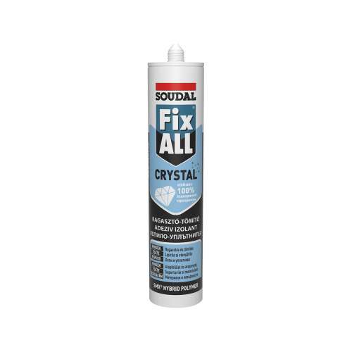 Soudal Fix All Crystal 290 ml ragasztó-tömítő, átlátszó, konyhai panelekhez, fürdőszobához, zuhanyzóhoz és egyéb helyekre - Építőipari ragasztó