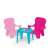 Unicorn table and 2 chairs set for kids, pink and blue, close-up
