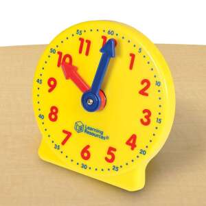Learning Resources Big Time Mini Clock, ceas de învățare din plastic galben pentru copii, 10 cm înălțime, versiune de 12 ore - Learning Resources