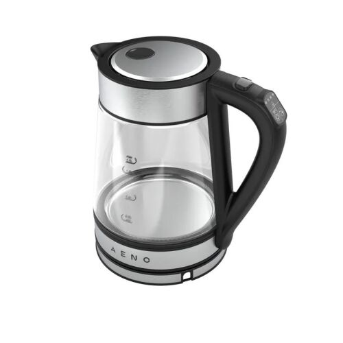 AENO EK1S Smart Glass Kettle angled view, showcasing design and features