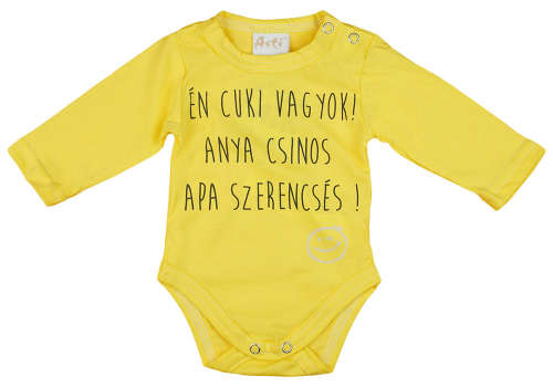 Hosszú ujjú baba Body - Feliratos  - 74-es méret