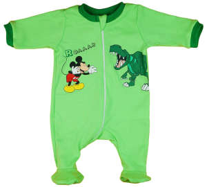 Disney hosszú ujjú Rugdalózó - Mickey és dínó #zöld - 68-as méret 31535499 Rugdalózók, napozók - Hosszú ujjú