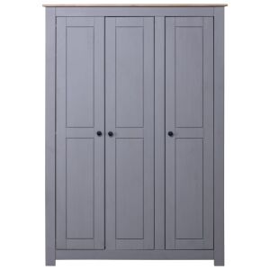 Fenyőfa three-door grey wardrobe, solid pine wood - Office Furniture