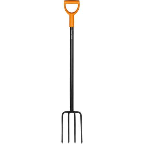 Fiskars Solid 122 cm-es ásóvilla, erős acél villák, D alakú fogantyú, kerti szerszám