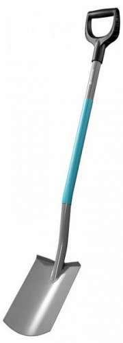 Gardena ClassicLine Round Point Shovel, ergonomic design, steel blade, blue handle
