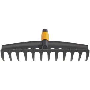 Cap de greblă universal Fiskars QuikFit™, negru cu mâner portocaliu, 12 dinți - Greble